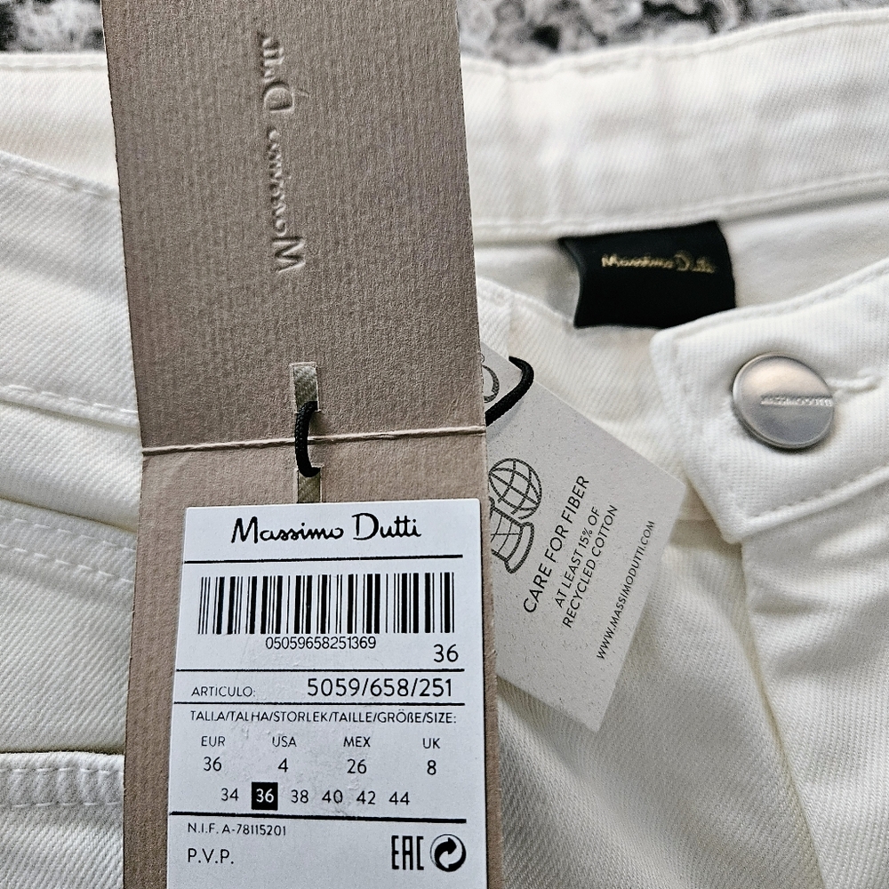 Massimo Dutti White Skinny Flare Jeans US 4 x 34 Long Tall High Rise Boot Cut - Picture 4 of 16